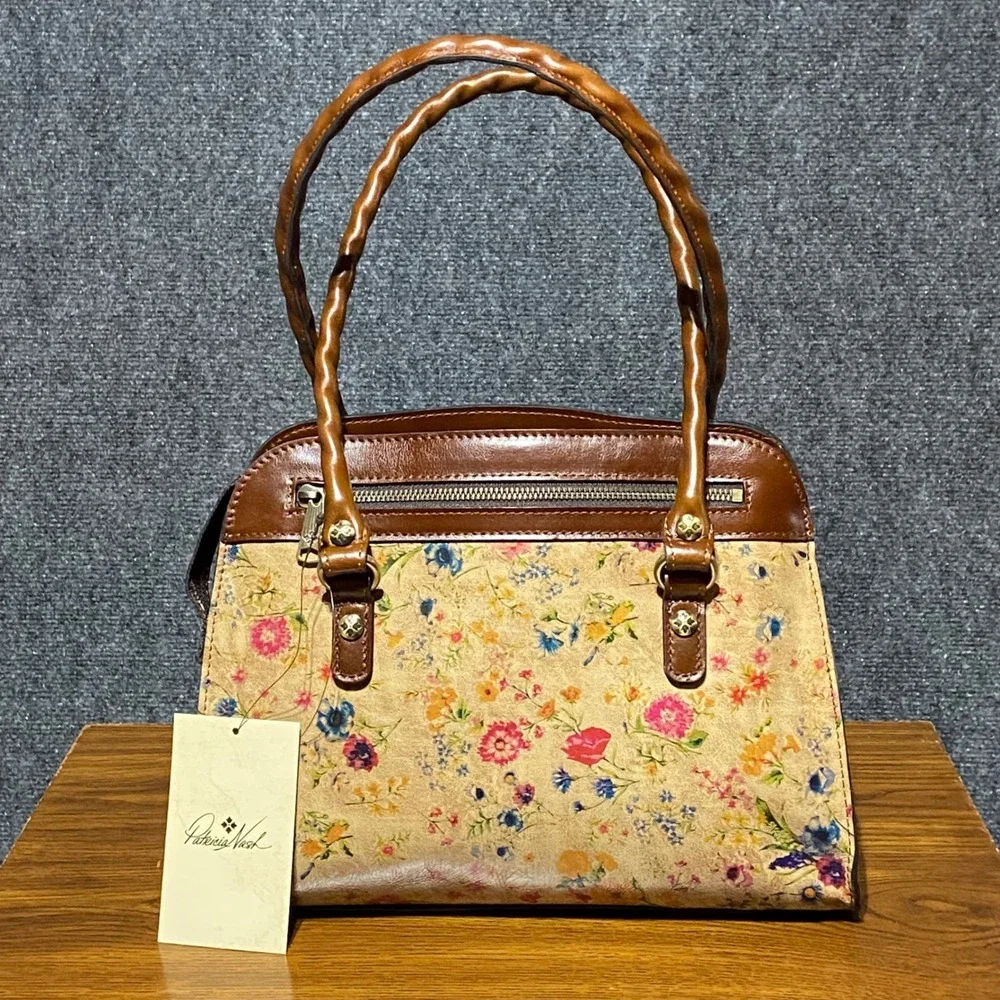 Patricia Nash Calvi Prairie Rose Floral Leather‎ Satchel Crossbody Bag P272170X